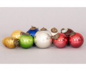 Nine small German glass kugels