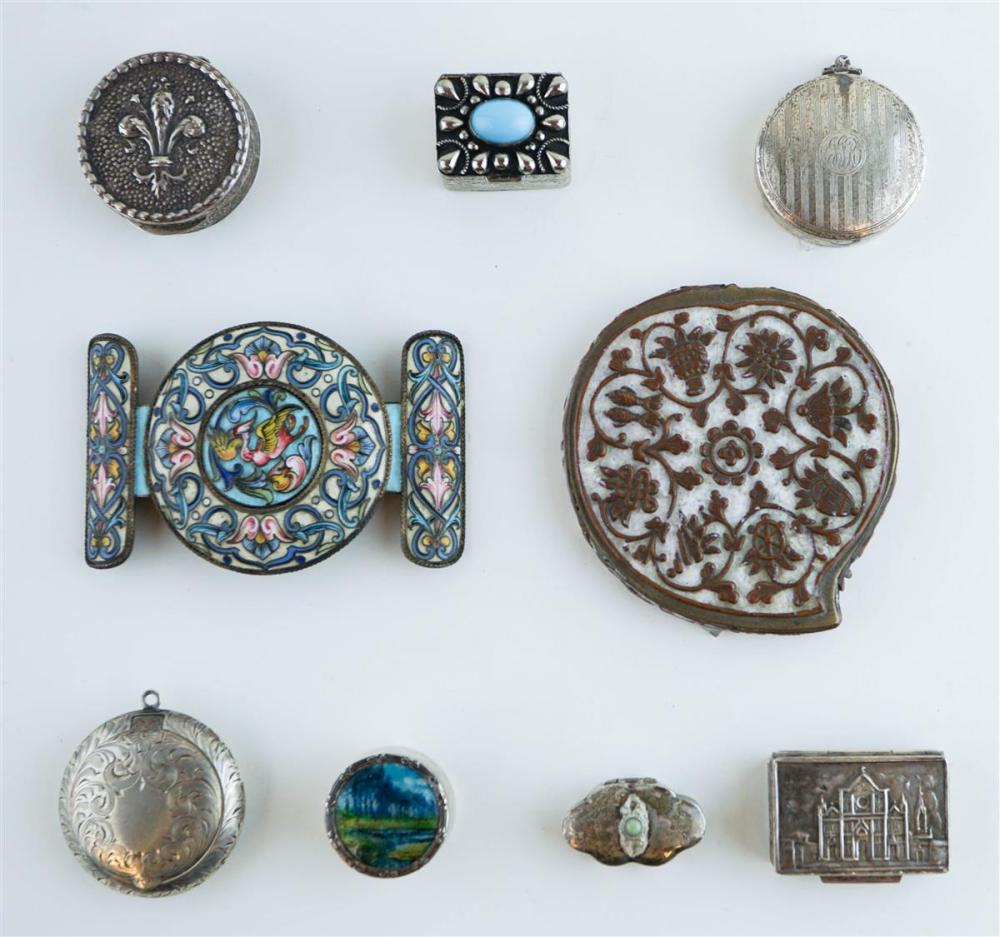 NINE SMALL SILVER AND METAL