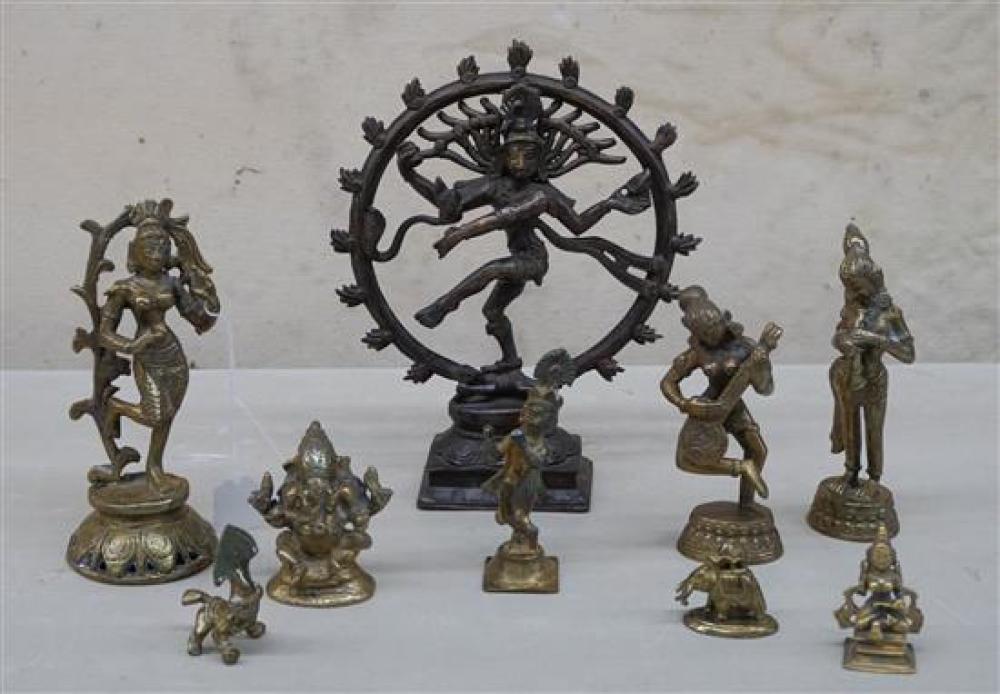 NINE SOUTH EAST ASIAN BRASS FIGURES