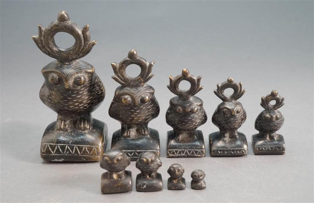 NINE SOUTHEAST ASIAN BRONZE "OWL"