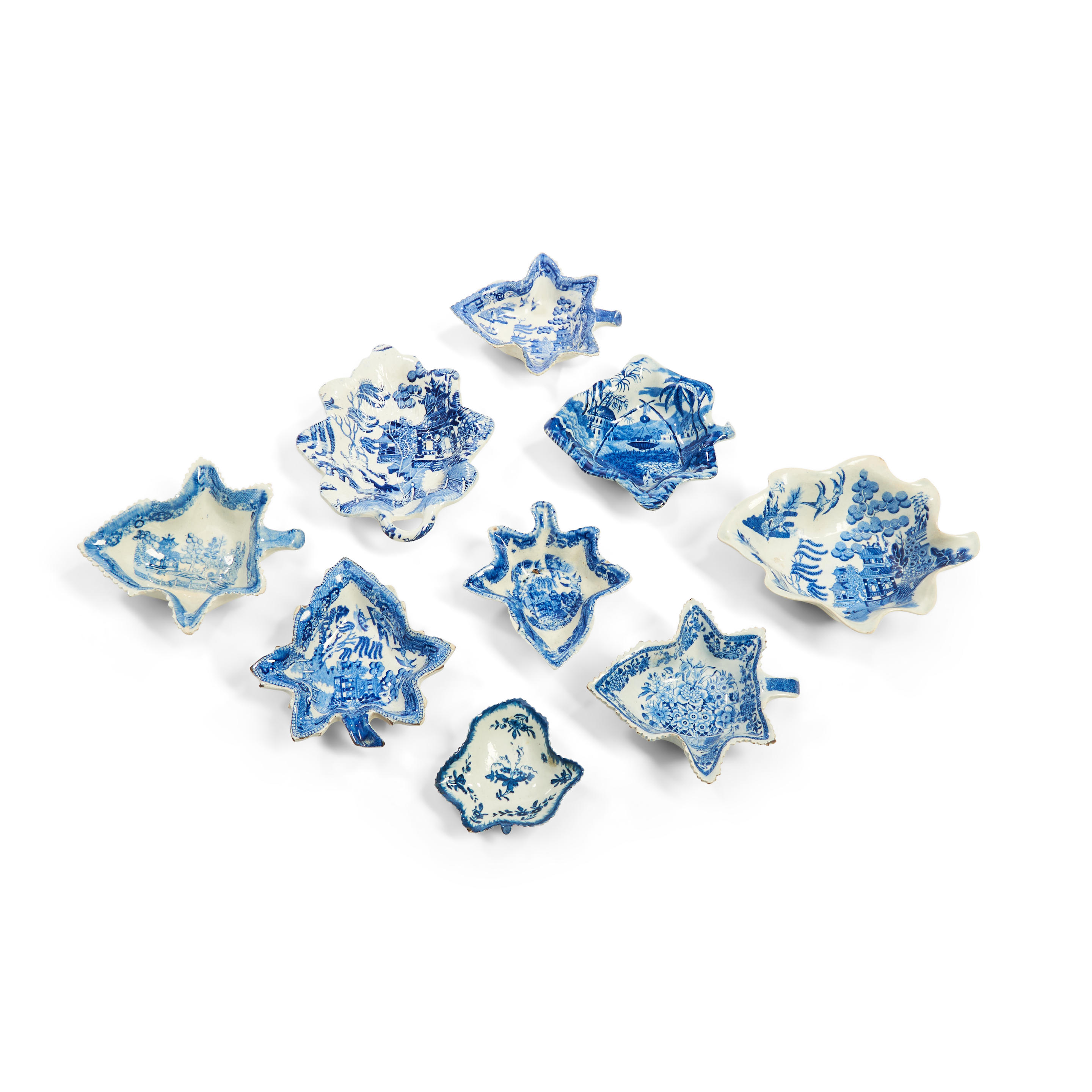 NINE STAFFORDSHIRE BLUE TRANSFER