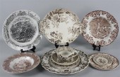 NINE STAFFORDSHIRE BROWN PRINT