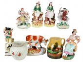 NINE STAFFORDSHIRE FIGURES AND