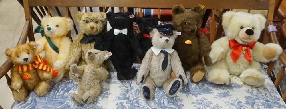 NINE STEIFF TEDDY BEARSNine