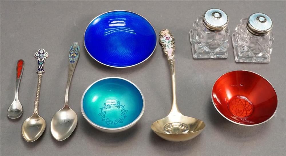 NINE STERLING SILVER AND ENAMEL