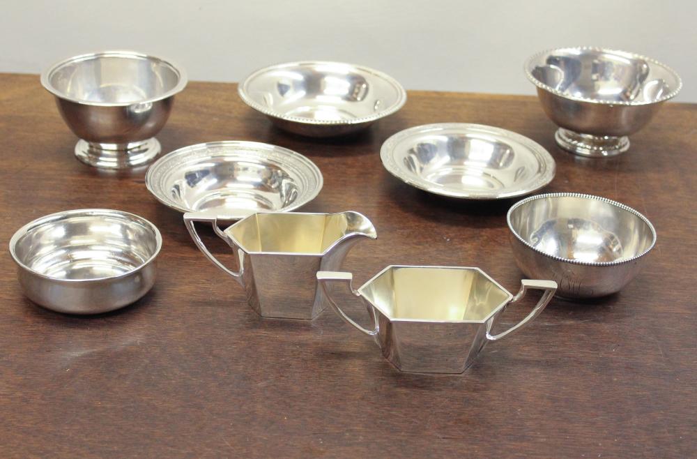 NINE STERLING SILVER BOWLS,