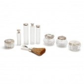 NINE STERLING SILVER & CUT GLA
