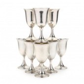 NINE STERLING SILVER GOBLETS B