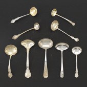NINE STERLING SILVER LADLES, I
