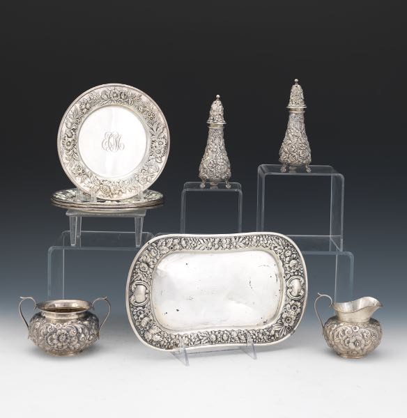 NINE STERLING SILVER PIECES BY