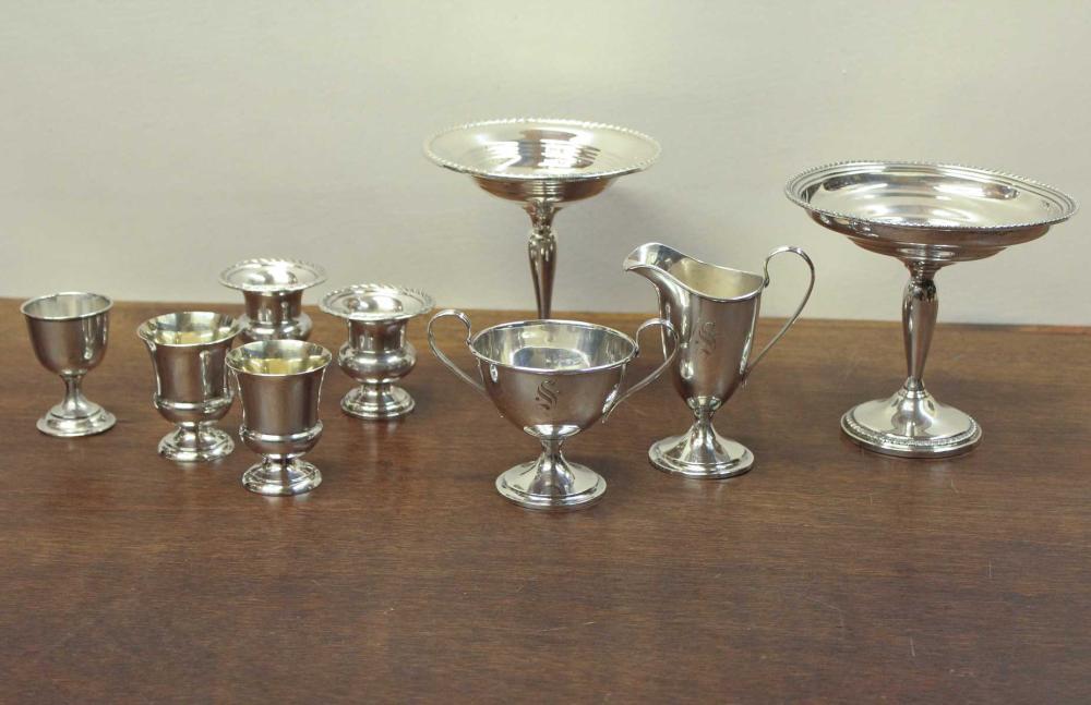 NINE STERLING SILVER TABLEWARE