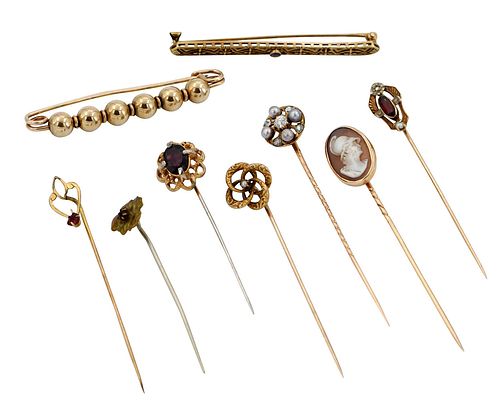 NINE STICK PINS/BROOCHEStwo