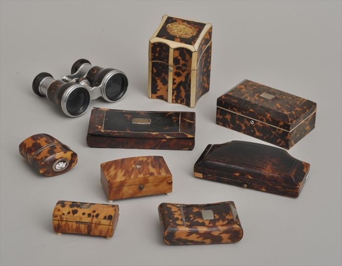 NINE TORTOISESHELL CABINET ARTICLES