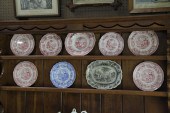 NINE TRANSFERWARE PIECES.  Eng