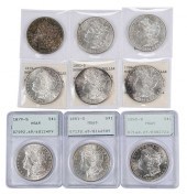 NINE UNCIRCULATED MORGAN DOLLA