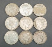 NINE U.S. PEACE-TYPE SILVER DO