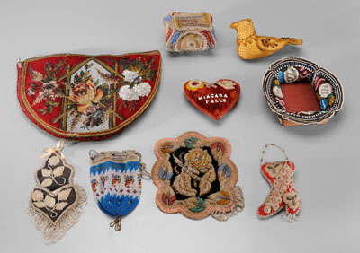 Nine Victorian beadwork whimsi