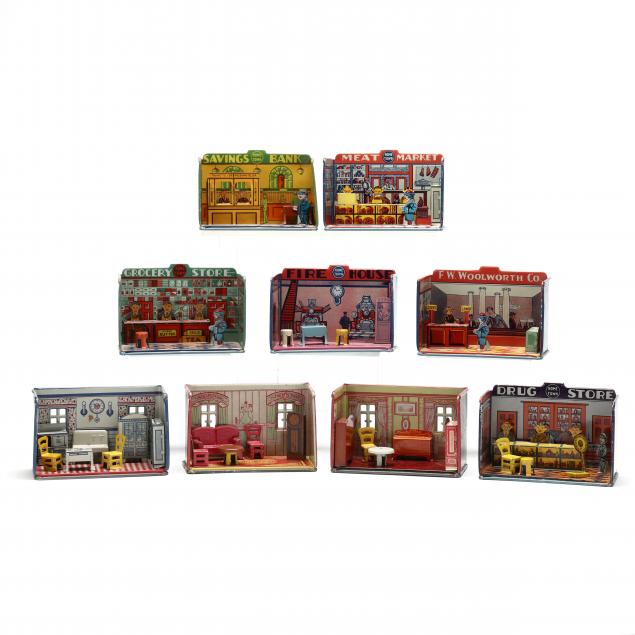 NINE VINTAGE MARX TIN LITHO ROOMS
