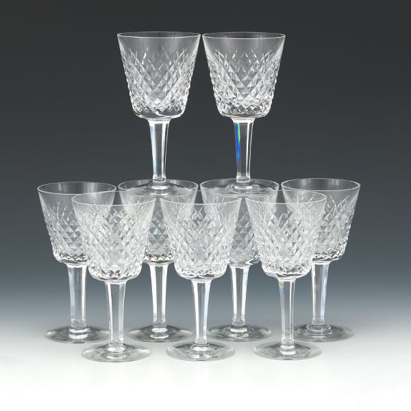 NINE WATERFORD CRYSTAL CLARET