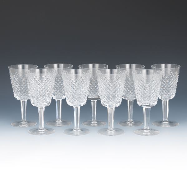 NINE WATERFORD WATER GOBLETS,