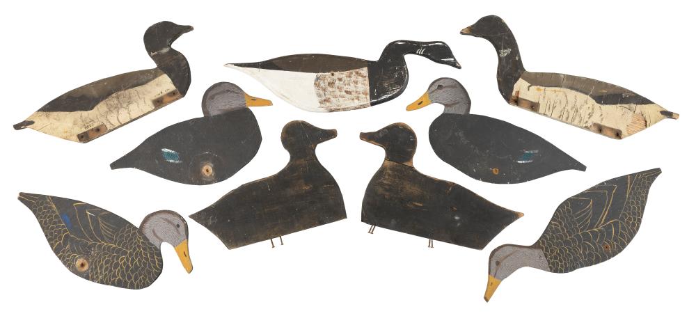 NINE WATERFOWL FLATTIE DECOYS