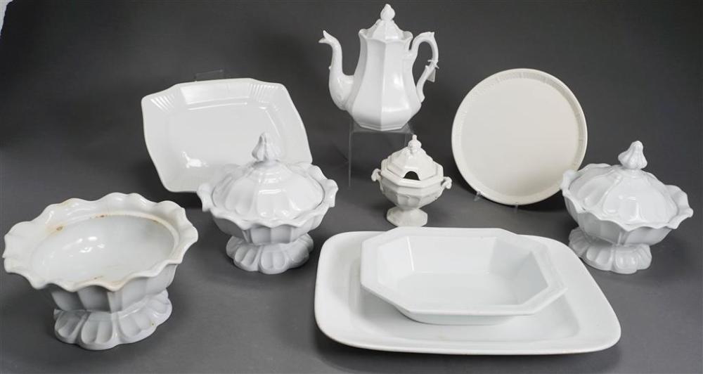 NINE WHITE IRONSTONE TABLE