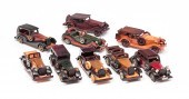NINE WOODEN CAR MODELS. Contem