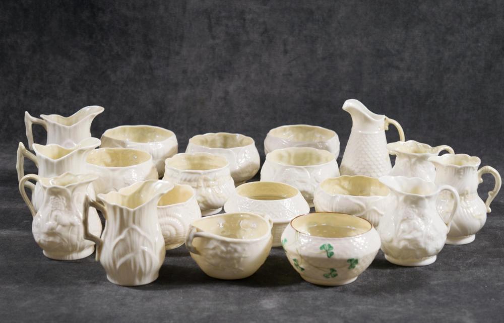 NINETEEN BELLEEK PORCELAIN CREAMERS