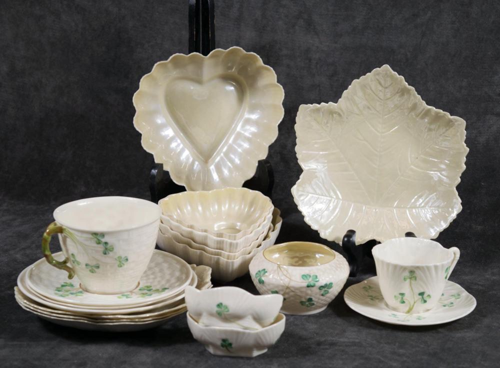 NINETEEN BELLEEK PORCELAIN ITEMS: