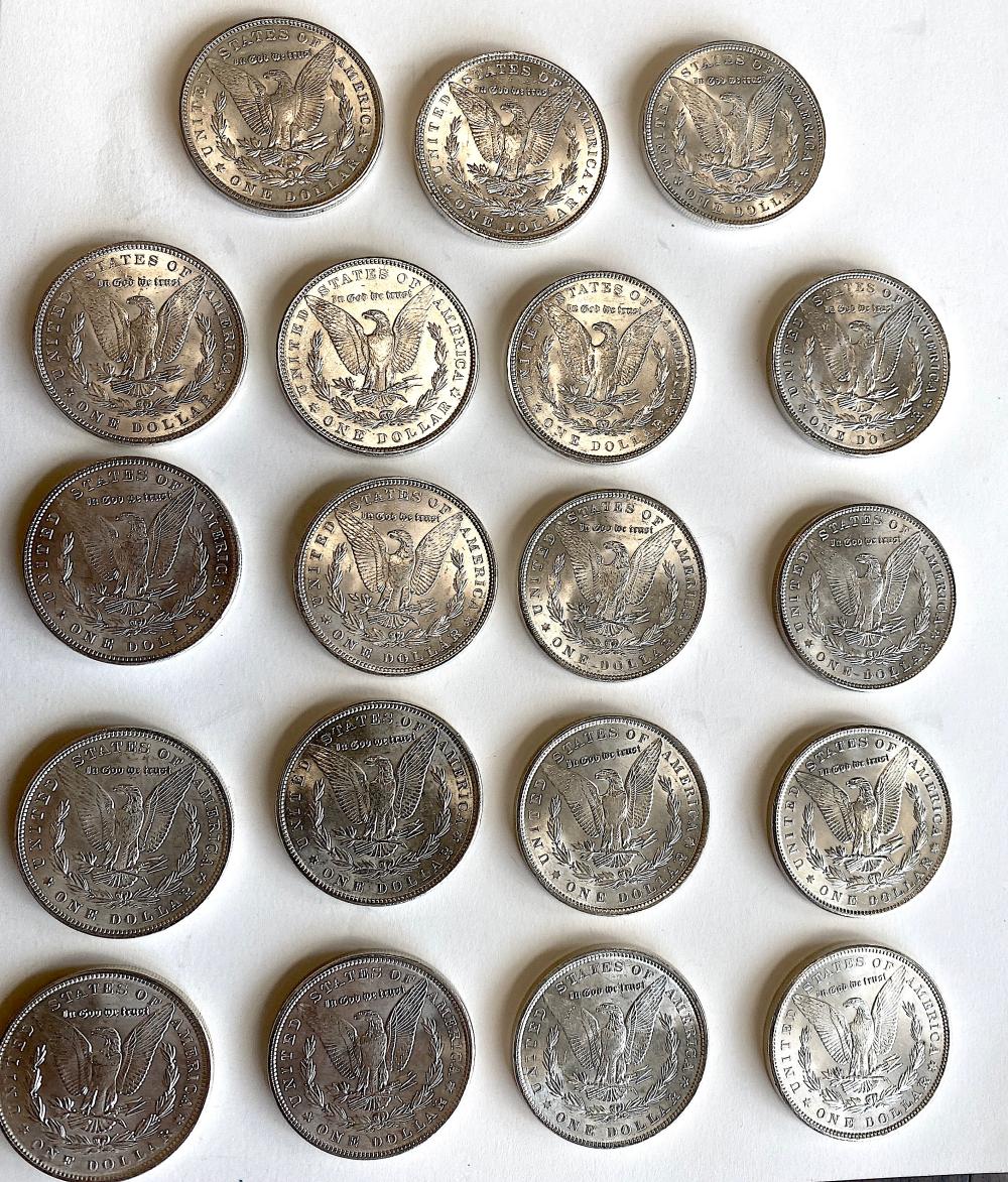 NINETEEN LIBERTY SILVER DOLLARS,
