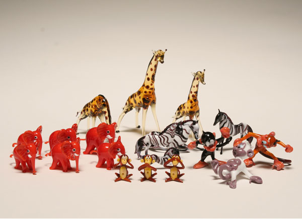 Nineteen Murano art glass