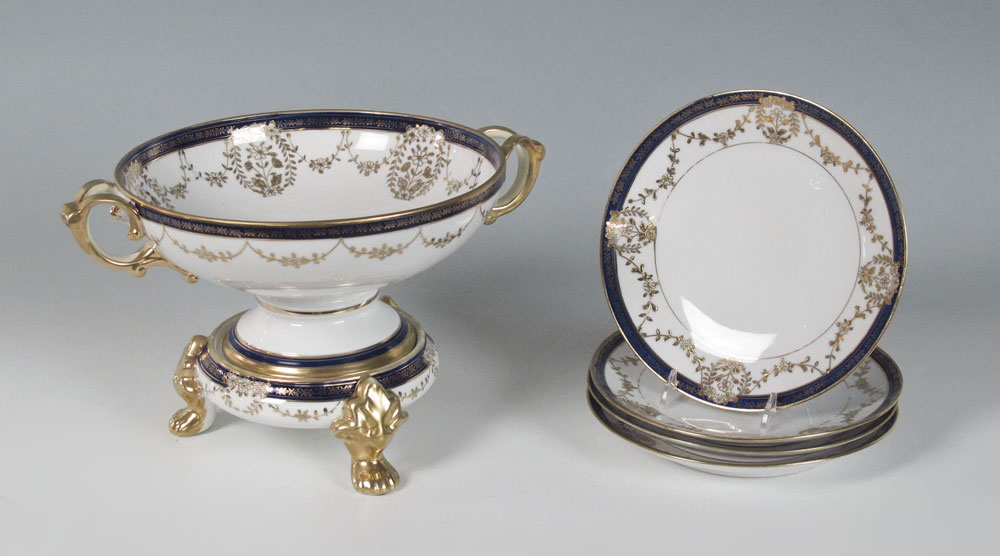 NIPPON BOWL ON STAND WITH PLATES:
