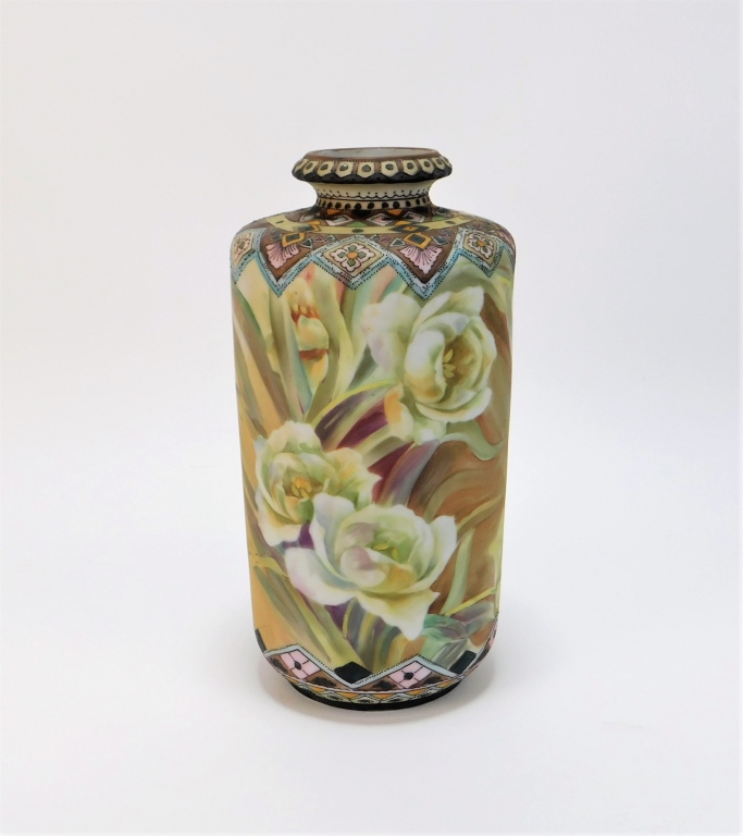 NIPPON HAND PAINTED FLORAL VASE