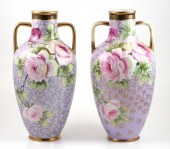 NIPPON HAND PAINTED VASE PAIRF