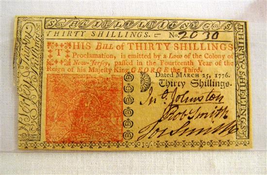 NJ - Thirty Shilling Note -