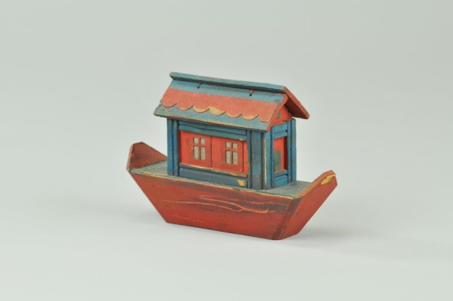 NOAH'S ARK BARGE Early painted wood