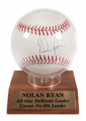 NOLAN RYAN SIGNED BALL & DISPL