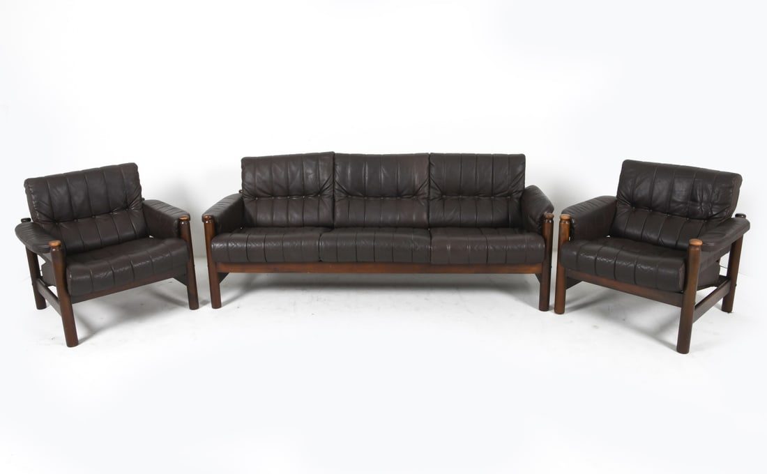 NORELL STYLE BEECH & LEATHER SOFA