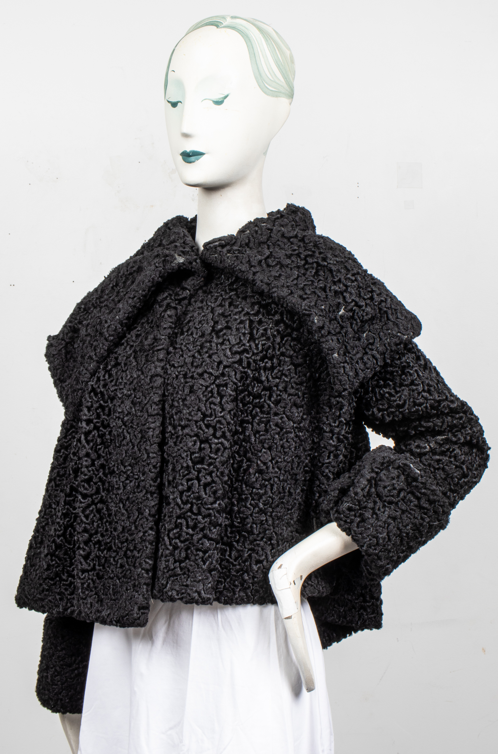 NORMA KAMALI BLACK FAUX FUR COAT