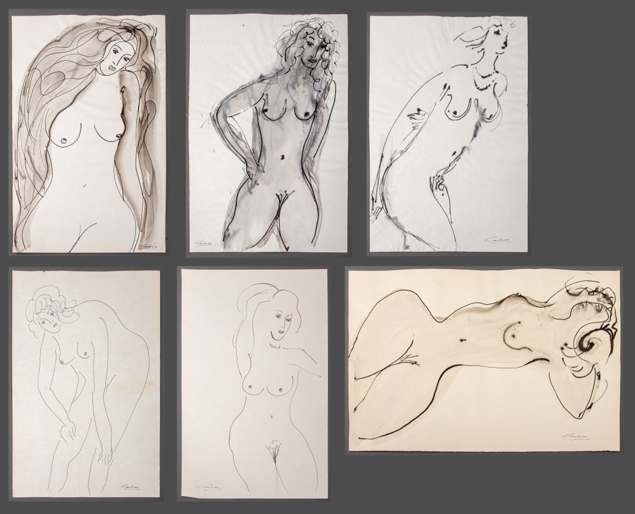 NORMAN CARTON NUDE WOMAN INK ON