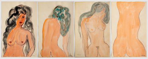 NORMAN CARTON NUDE WOMAN WATERCOLOR