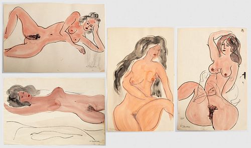 NORMAN CARTON NUDE WOMAN WATERCOLOR
