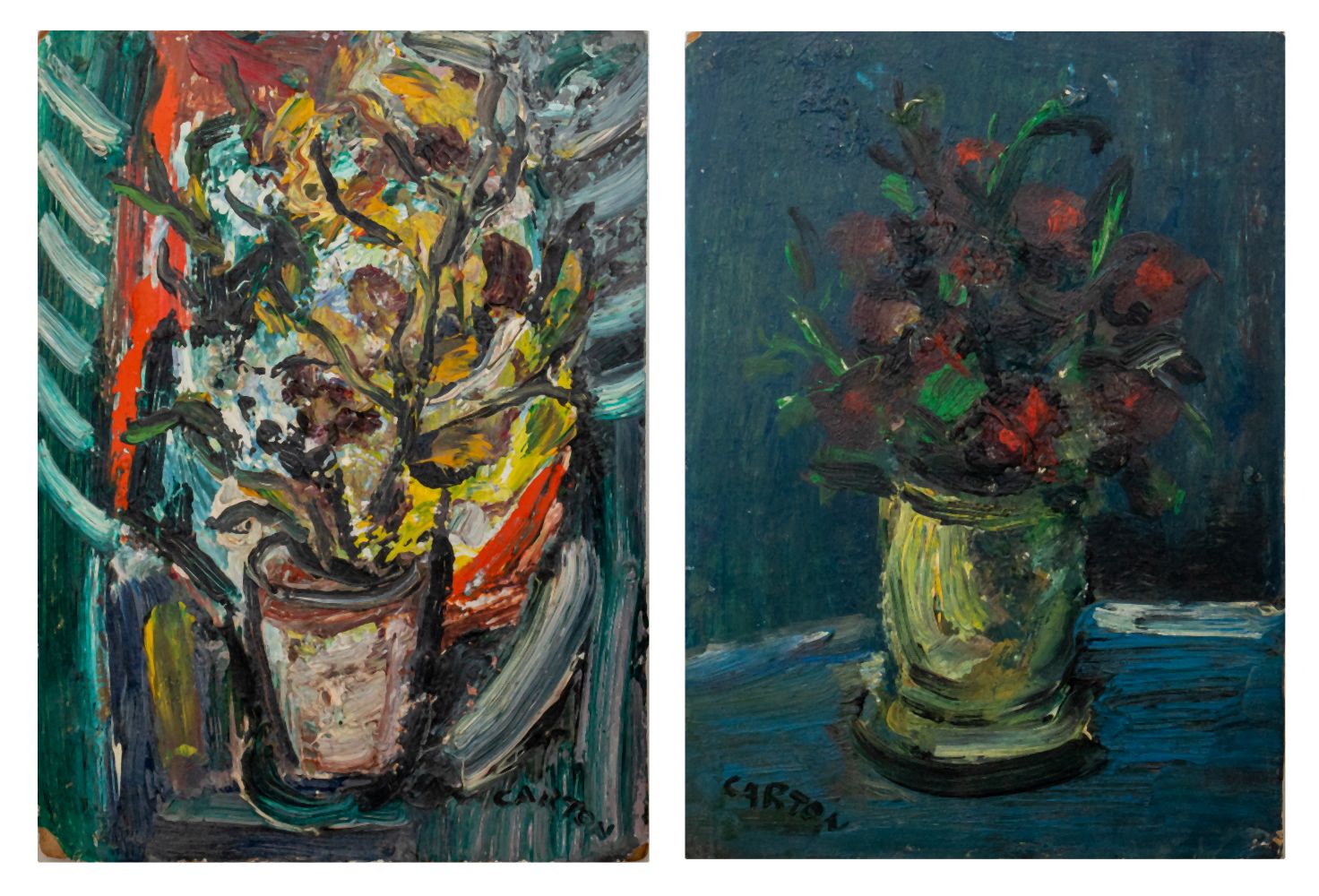 NORMAN CARTON STILL LIFE SCENES OIL