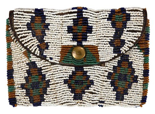 NORTHERN PLAINS BEADED HIDE PURSE