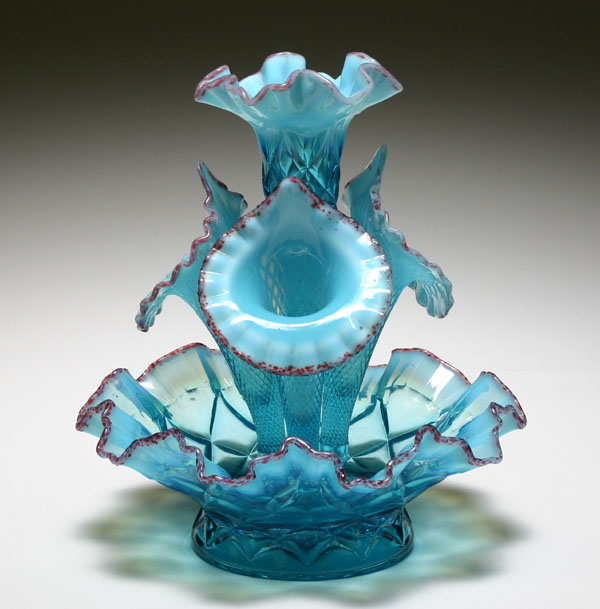 Northwood blue 5 piece epergne with