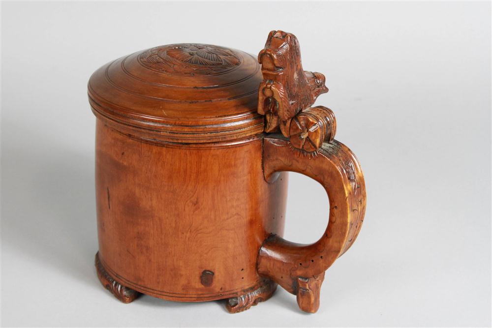 NORWEGIAN TREEN TANKARD partially