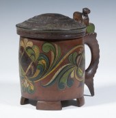 NORWEGIAN WOODEN TANKARD Early