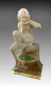NOUVEAU FIGURAL ALABASTER LAMP