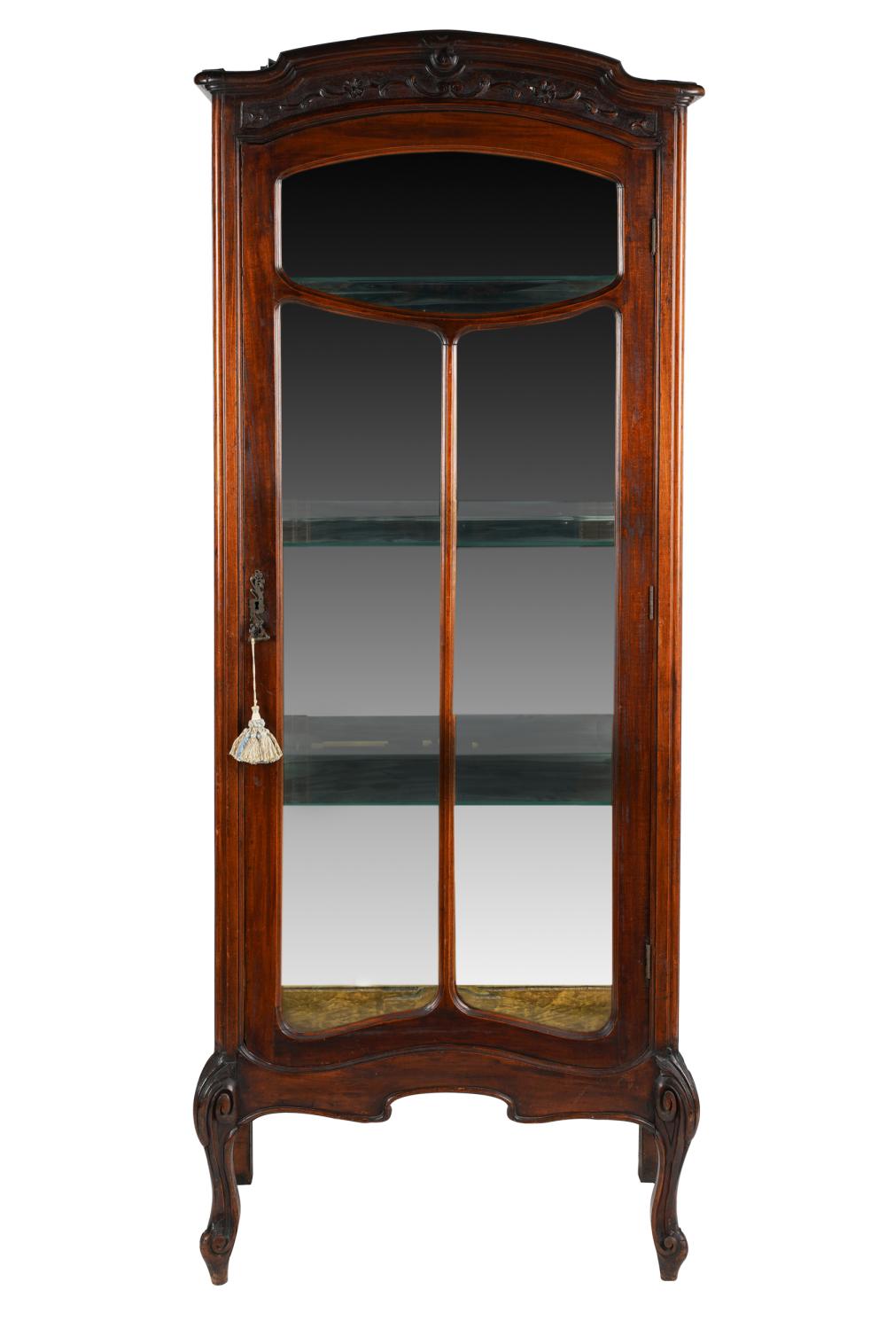 NOUVEAU STYLE OAK CURIO CABINETwith