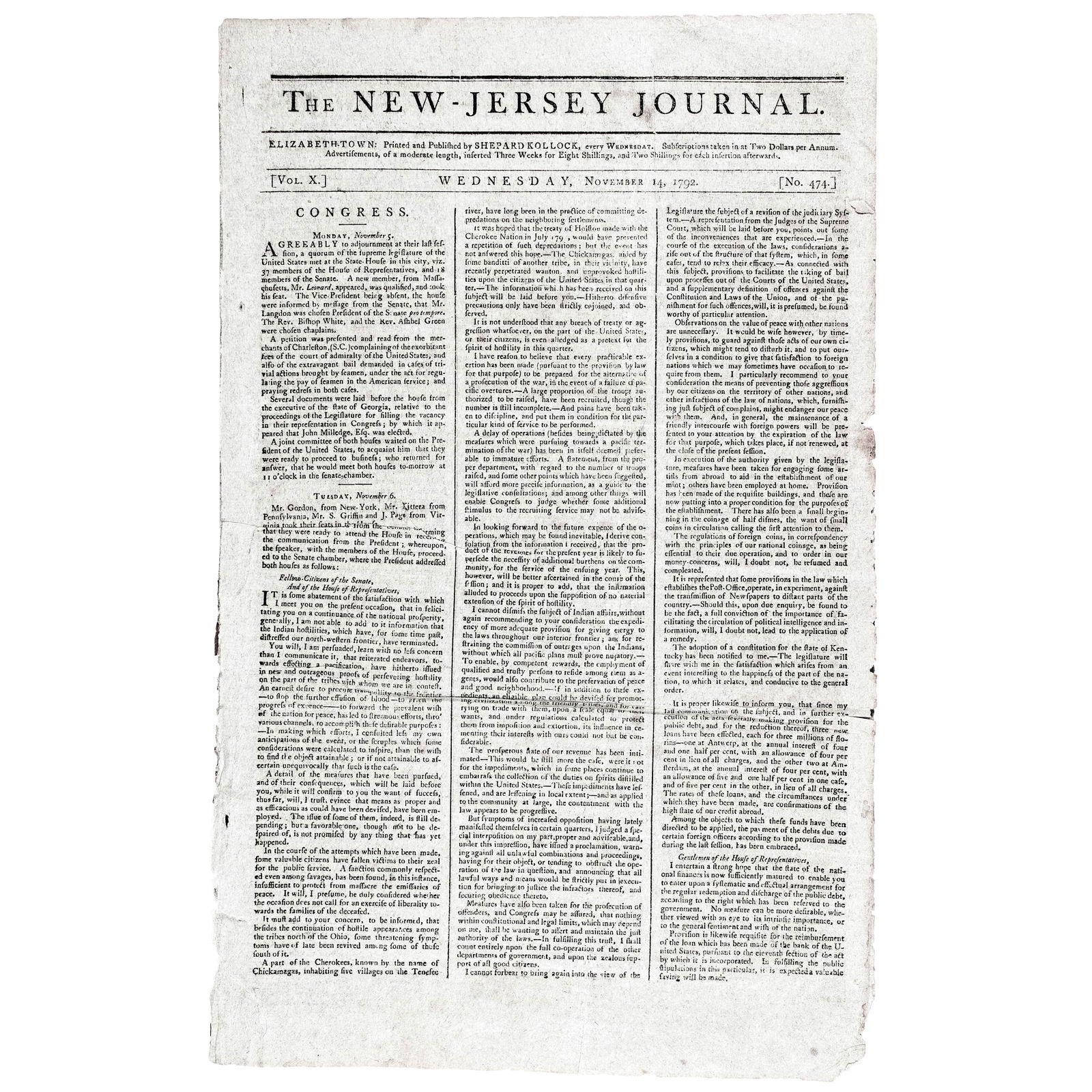 NOV. 14, 1792 PRESIDENT GEORGE